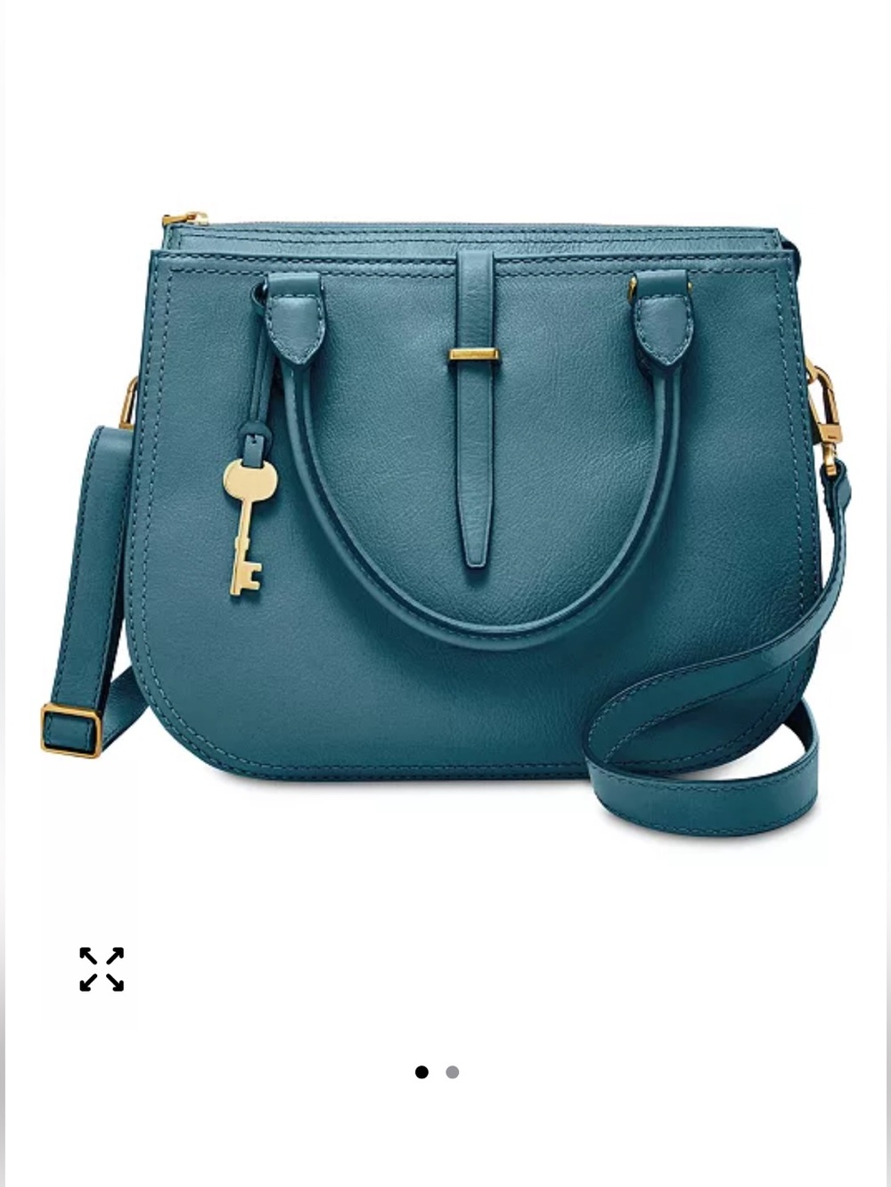 Fossil Ryder Satchel in Dusty Blue Leather with Brass Hardware